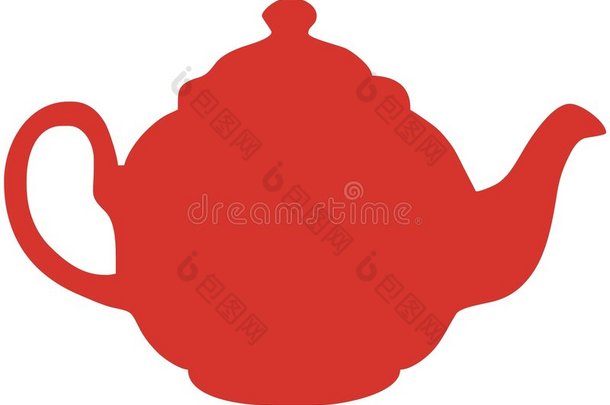 红色茶壶<strong>矢量</strong>图