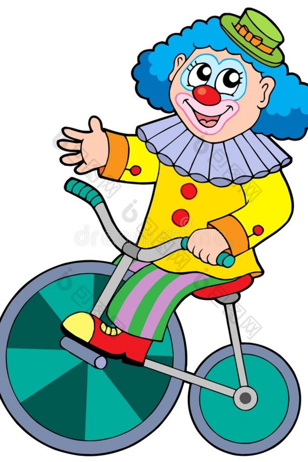 卡通小丑骑自行车
