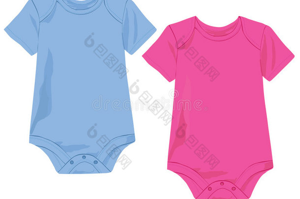 粉色和蓝色的婴儿连体衣模板