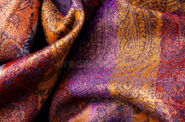 彩色织物背景-曲线波浪面纱