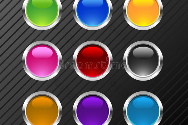 银色镀铬效果光面矢量按钮web浅绿色按钮设计元素玻璃元素图标设置闪亮金属圆形颜色