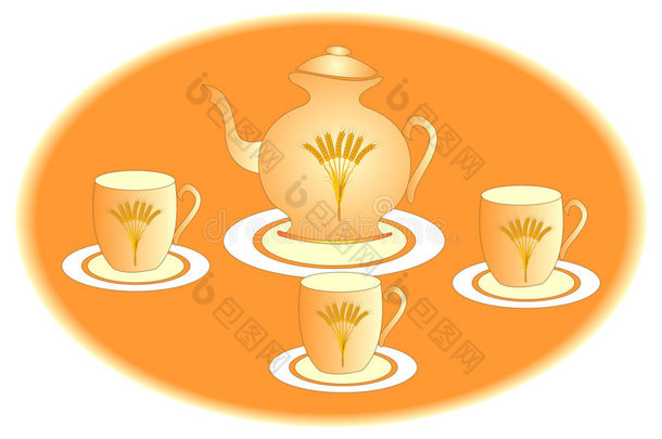 茶壶和三个茶杯