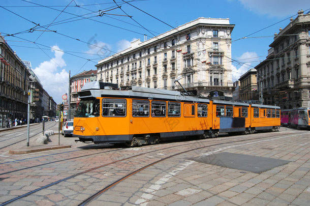 米兰广场典型有轨电车（有轨电车、有轨电车）