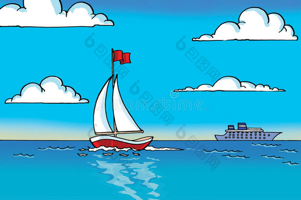 帆船在海上航行