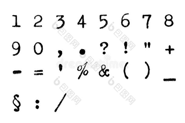 肮脏的字体-数字和标点符号
