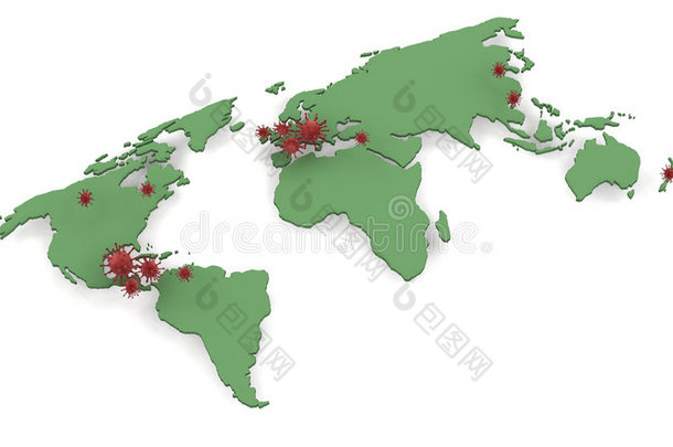 描绘h1n1猪流感爆发地点的地图