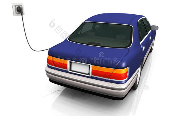 电动汽车给电池充电。