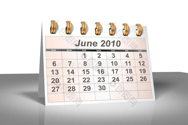 桌面日历（3d）。2010年6月。
