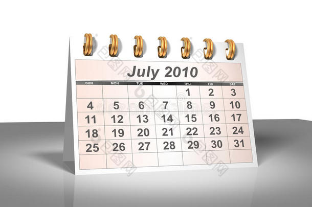 桌面日历（3d）。2010年7月。