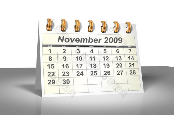 桌面日历（3d）。2009年11月。
