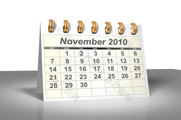 桌面日历（3d）。2010年11月。