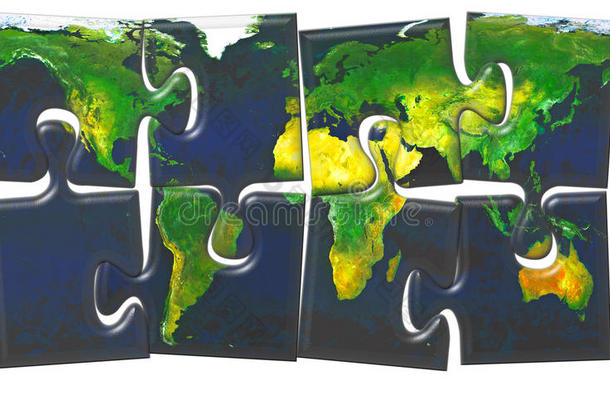 由拼图拼图制作的世界地图