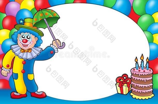 有<strong>小丑</strong>和<strong>气球</strong>的圆形框架