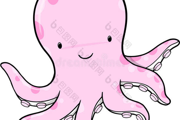 粉红章鱼矢量图