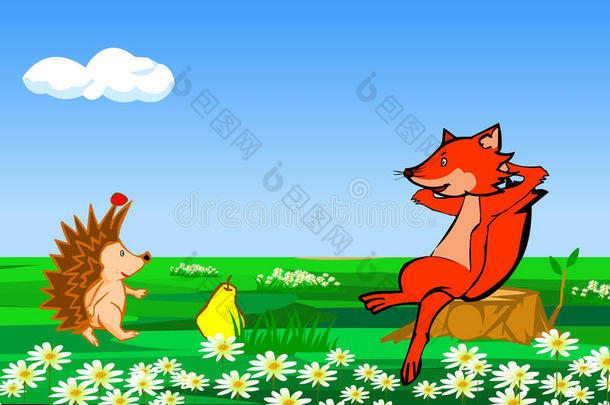 狐狸和刺猬-插画