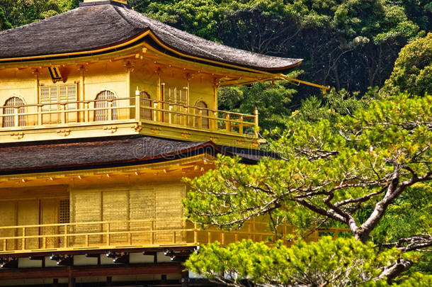 日本京都金阁寺特写。