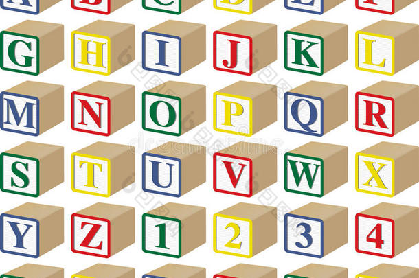 三维字母和数字婴儿块