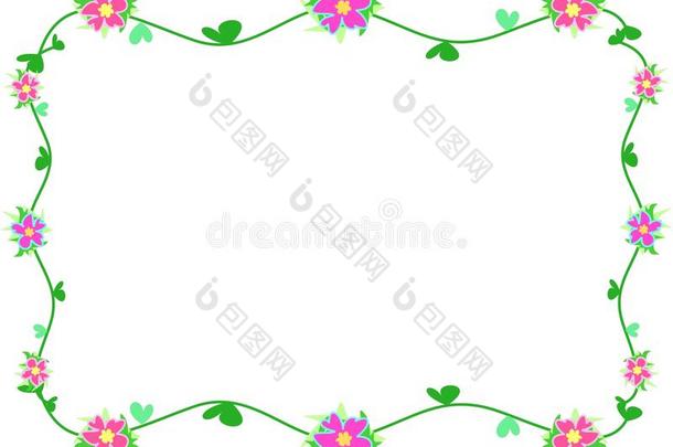 芙蓉花、藤蔓和心叶的框架