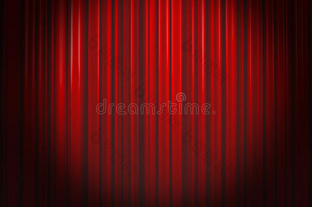 带聚光灯的深红色窗帘