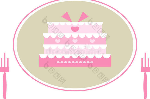 可爱的粉色结婚蛋糕