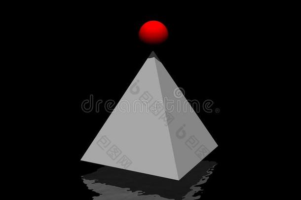 灰色金字塔和红色小赢球
