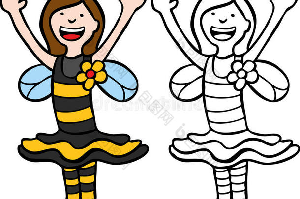 穿蜜蜂服装的女孩