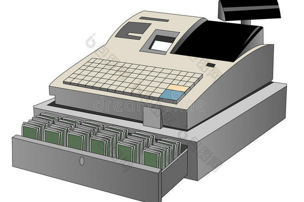 白底开放式收银机