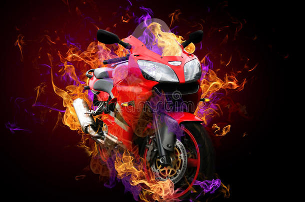 燃烧摩托车