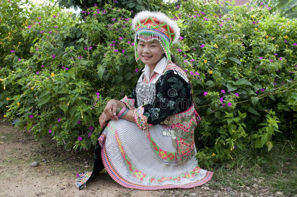 老挝苗族亚洲妇女肖像