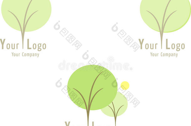 一组自然图标：树