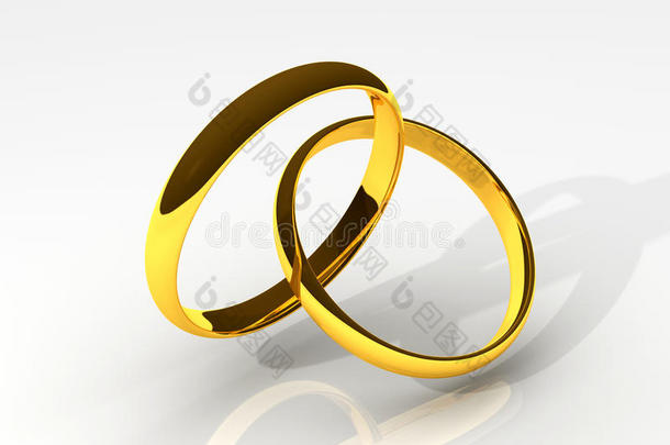 3d金色结婚戒指
