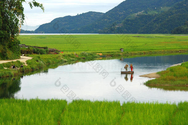 尼泊尔博卡拉费瓦湖景观