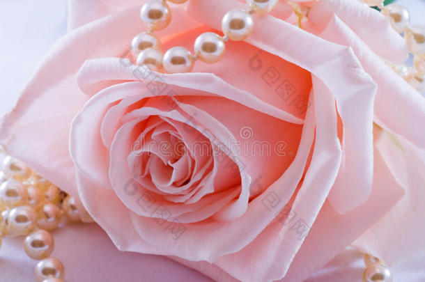 粉红玫瑰珍珠项链