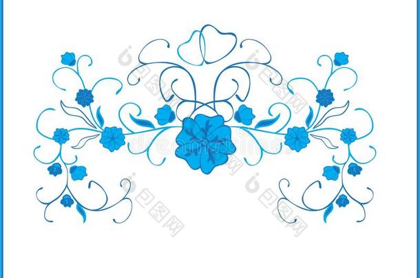 矢量蓝色花卉图案
