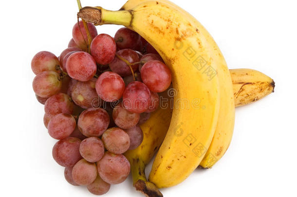 黑葡萄和香蕉的高分辨率照片