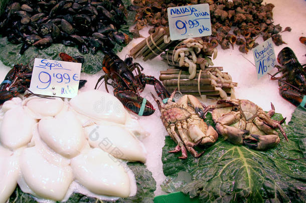 食品市场上的海鲜