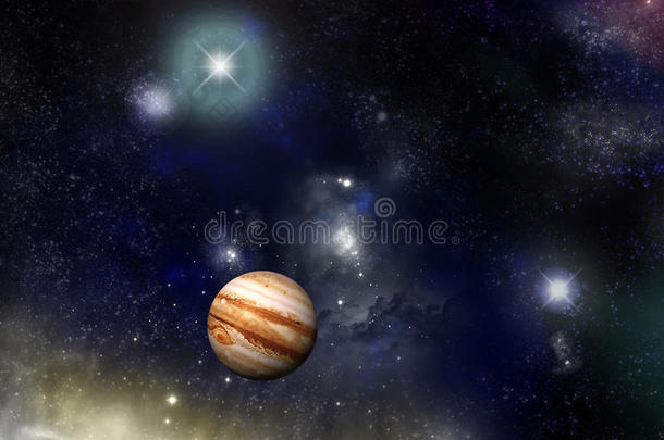 宇宙-木星和一个星空