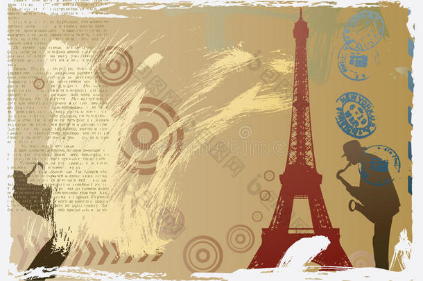 埃菲尔铁塔矢量邮政卡设计