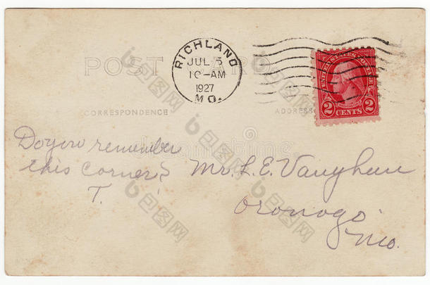 1920年的红邮票明信片