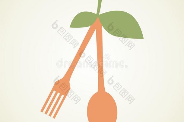 树枝上的勺子和叉子