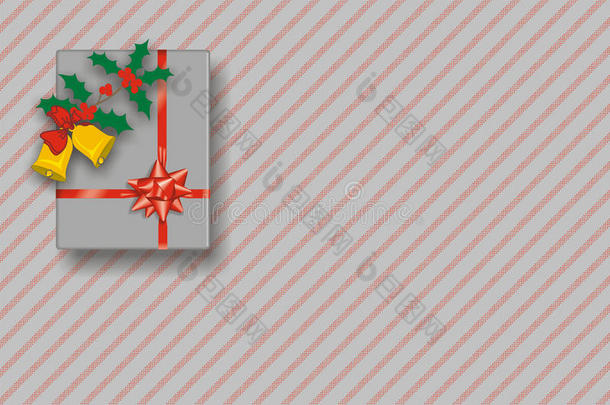 红色和银色背景的圣诞礼品盒