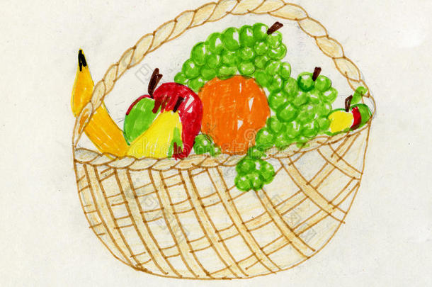 儿童艺术品-水果静物画