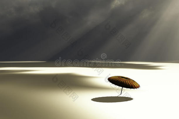 沙漠上的中国伞