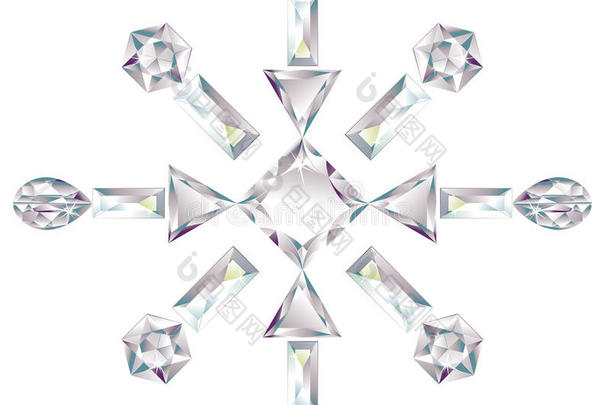 不同切割钻石制成的雪花