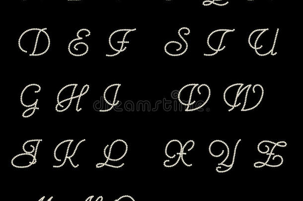 黑色背景上的草书拉丁字母