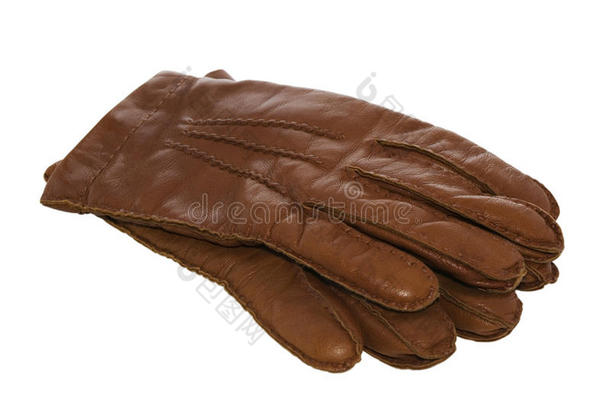 白色棕色皮手套，带夹持通道