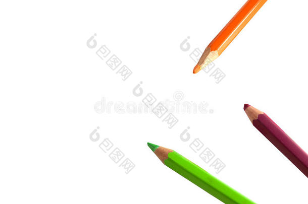 白色隔离彩色铅笔