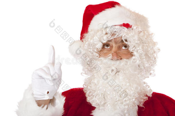 圣诞老人用手指着上面