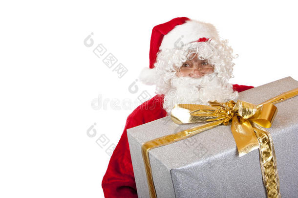 圣诞老人手拿圣诞礼盒