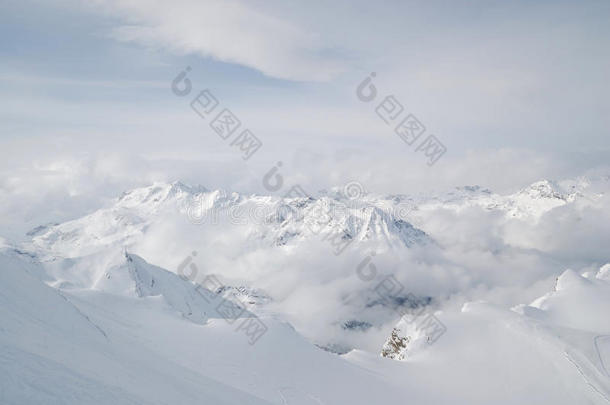 奥地利。阿尔卑斯山。卡普兰冰川滑雪场